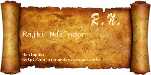 Rajki Nándor névjegykártya
